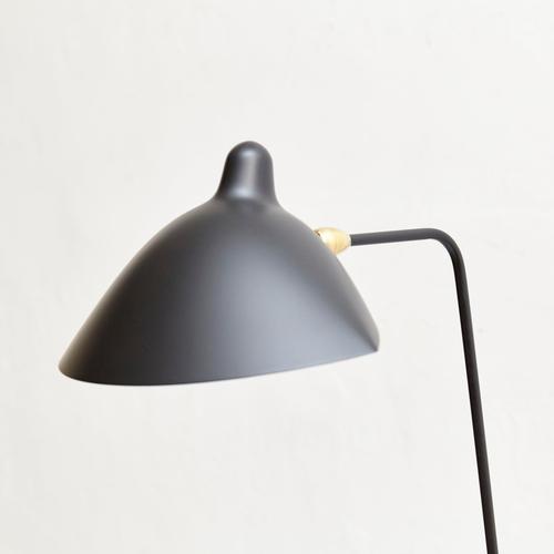 Mid-Century Modern Black One-Arm Standing Lamp in Aluminum, Brass and Steel by Serge Mouille For Sale - Image 6 of 15