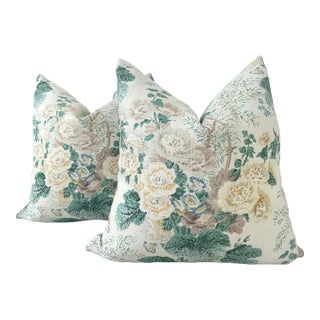 Lee Jofa Althea in Citron Linen 22" Down-Filled Pillows - a Pair For Sale