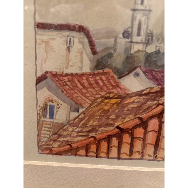 Vintage 1950s Watercolor by Ramiro Gonzalez – Framed European Architectural Scene For Sale In San Diego - Image 6 of 9