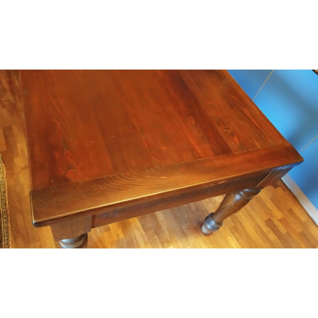 Large Pinewood Bistro Table, 1920s For Sale - Image 4 of 5
