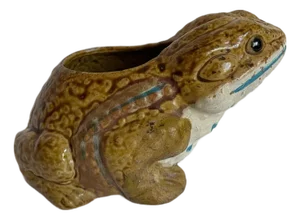 Vintage Glazed Ceramic Figurative Frog Sponge Holder/Planter