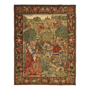 Late 19th Century European Block-Painted / Printed Tapestry Wall Hanging