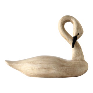 Lifesized Hand-Carved Wood Folk Art Swan For Sale