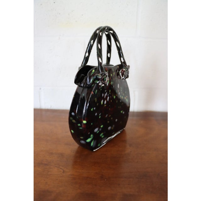 Black Murano glass purse vase