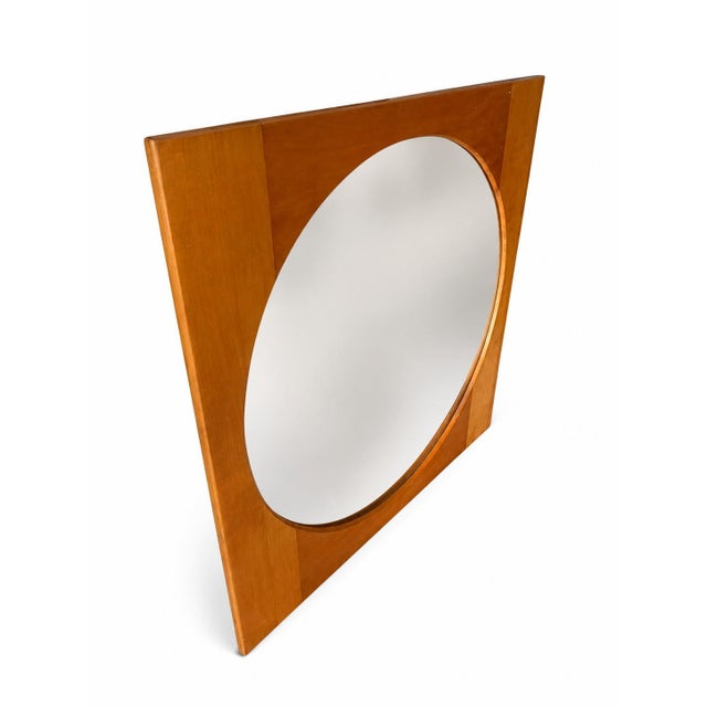 Mid-Century Modern Vintage Mid-Century Modern Blonde Maple Geometric Wall Mirror, 29.5" For Sale - Image 3 of 9