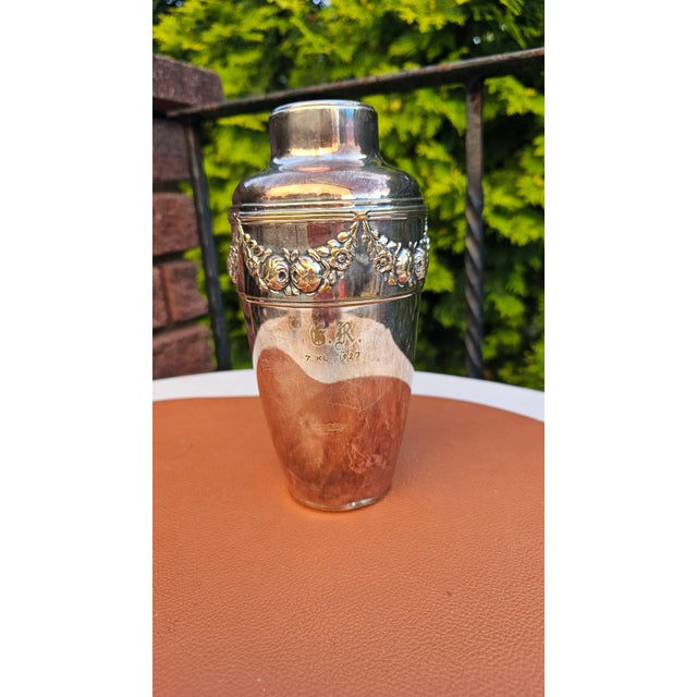 Art Deco silver-plated shaker/vase with embossed floral design, marked "W", dated 1927, dimensions: height 19.5 cm, top...
