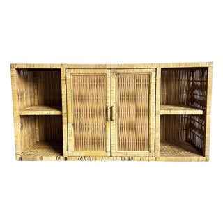 Vintage Boho Chic Wicker Credenza For Sale