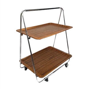 Faux Wood & Chrome Folding Bar Cart from Robex, 1970s