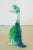 Mid century Italian Murano glass stylized duck figure. Clear green and blue glass
