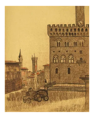 Unknown - Florence - Pencil and Chalk Drawing - 1950s