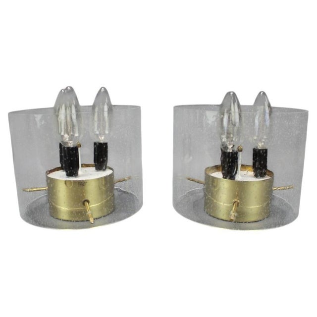 German Brass and Textured Glass Ceiling Lights, 1970s, Set of 2 For Sale - Image 13 of 13