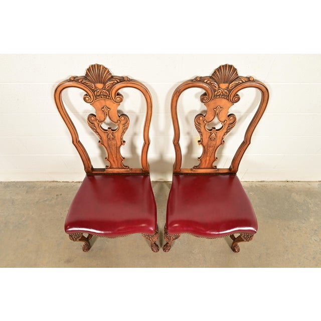 1920s Berkey & Gay Antique Georgian Burled Walnut Side Chairs or Dining Chairs, Pair For Sale - Image 5 of 13