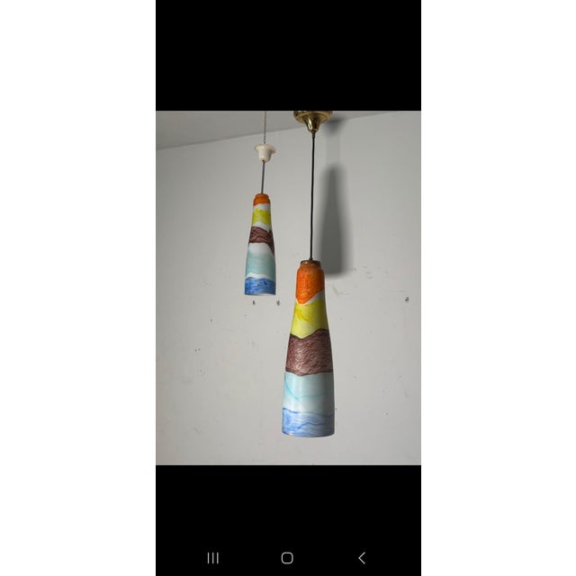1950s Murano Glass Pendants in the style of Massimo Vignelli, 1950s, Set of 2 For Sale - Image 5 of 10