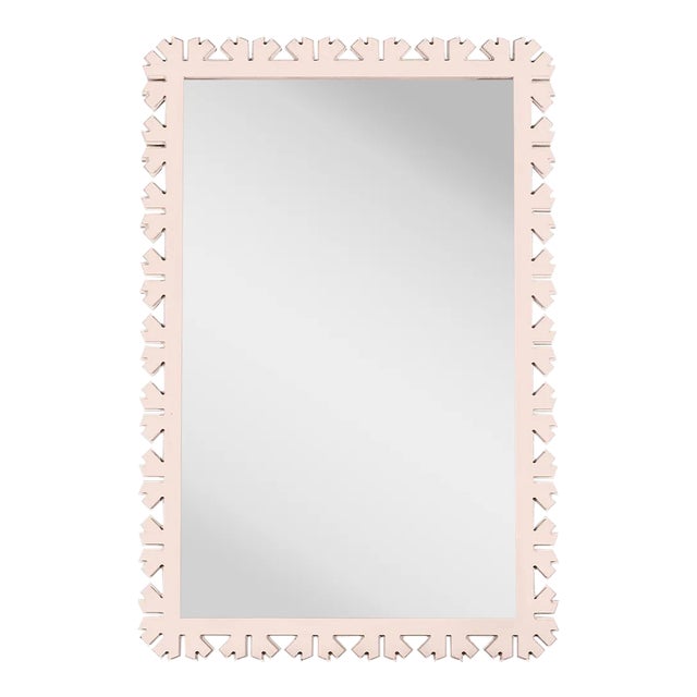 Fleur Home Audubon Bamboo Sticks Rectangle Mirror in Pink Ground, 24x35.5 For Sale