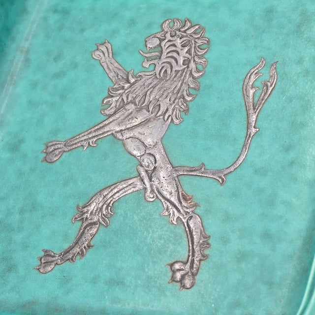 Vintage Wilhelm Kåge Gustavsberg "Argenta" Footed Dish With Silver Heraldic Lion For Sale In Phoenix - Image 6 of 10
