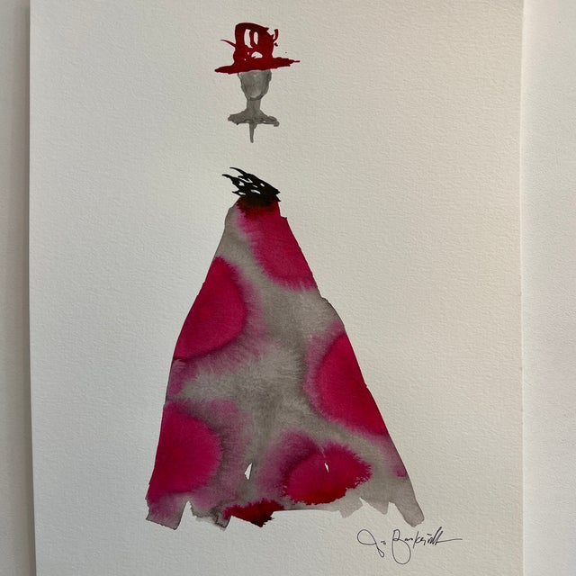 JO BASKERVILLE Jo Baskerville 1968, Petersburg, VA Unframed Pink Dress Collection Signed on the reverse Pink , black ,...