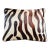 Faux Zebra Skin Lumbar Pillow With Brown Leather Piping. For Sale
