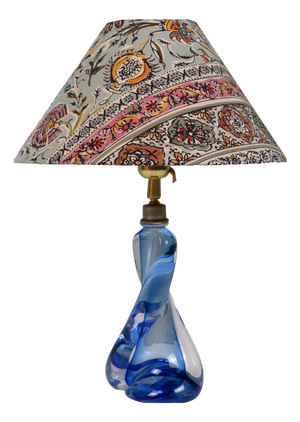 Mid-Century Blue Crystal Table Lamp from Val Saint Lambert, 1960s
