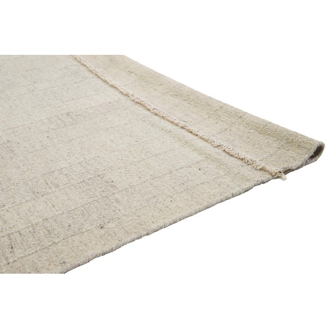 Modern Designed Kilim Flatweave Natural Wool Rug For Sale - Image 4 of 10