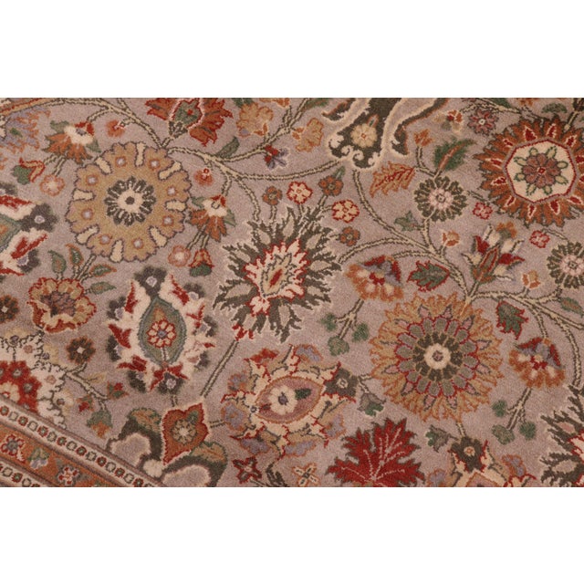 Shabby Chic Medallion 1990's Floral Pak-Persian Green/Tan Wool Rug - 9'1'' X 12'2'' For Sale - Image 3 of 9