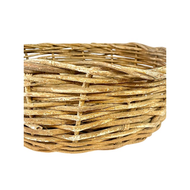 Vintage Large French Provincial Handwoven Grape Vine Twig Basket 22” Diameter For Sale - Image 6 of 10