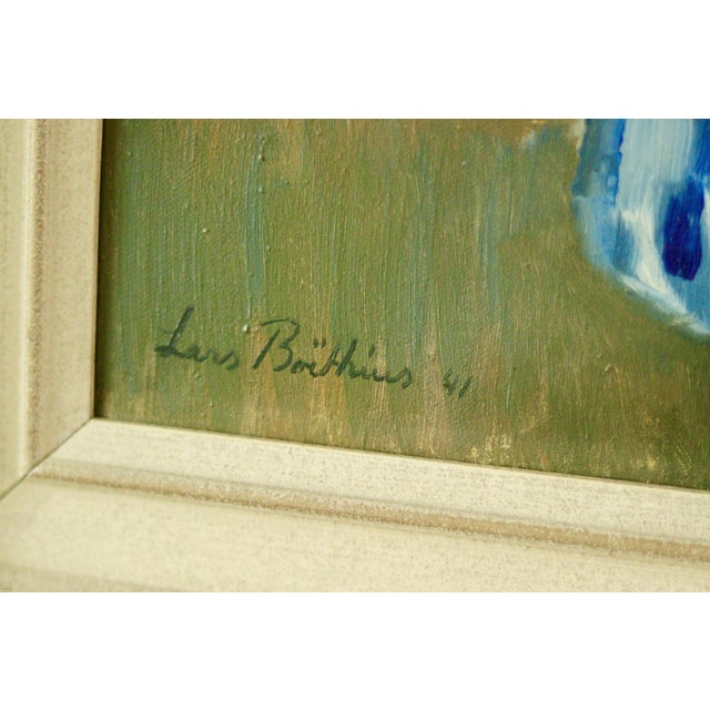 Lars Boethius, Still Life with Blue Vase, 1970s, Oil on Canvas, Framed For Sale - Image 8 of 11