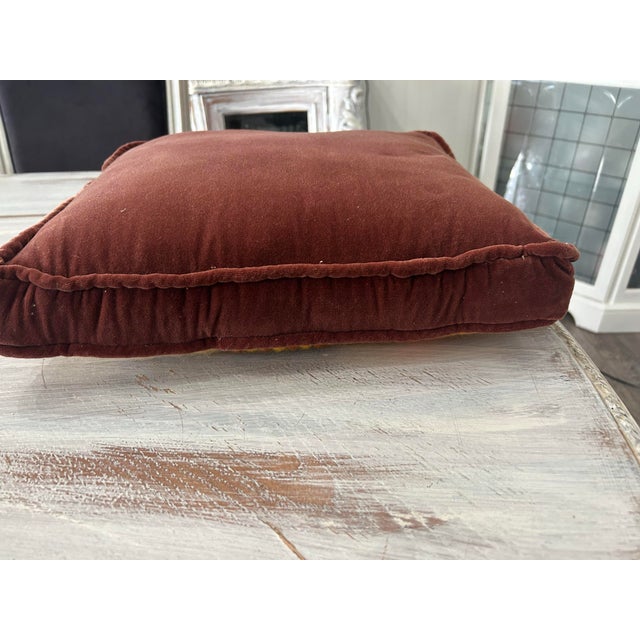 Vintage MCM throw pillow measures 14x14. Definitely a blast from the past