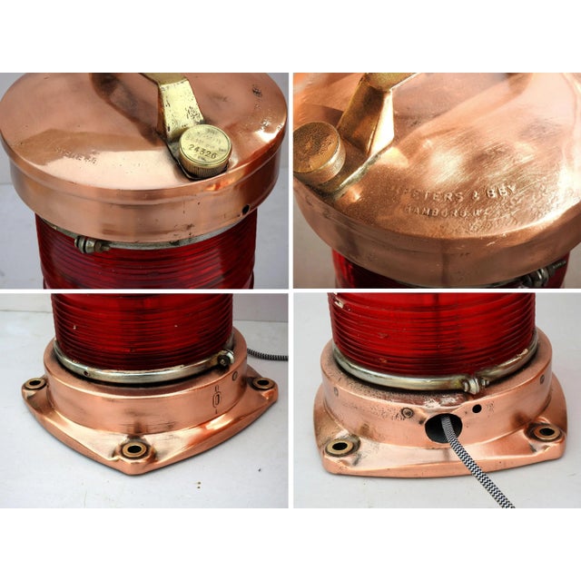 Hamburg Vintage Maritime Nautical Fanus Lantern Salvage Copper Brass Ship Lamp Electric Lamp For Sale - Image 9 of 11