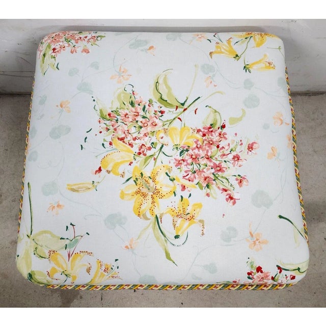 Shabby Chic Ottoman Designer Cottage Pouf For Sale - Image 4 of 12