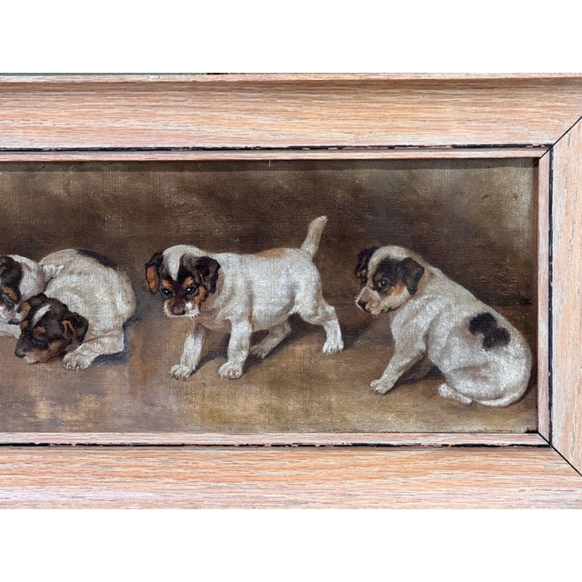 American Early 20th Century American School Painting of Jack Russell Terrier Puppies For Sale - Image 3 of 5