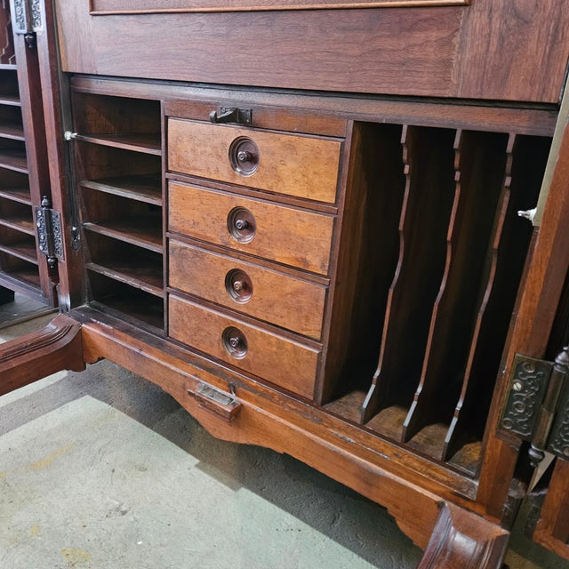 Late 19th Century Striking Victorian Wooten Walnut Standard Grade Desk For Sale - Image 10 of 12