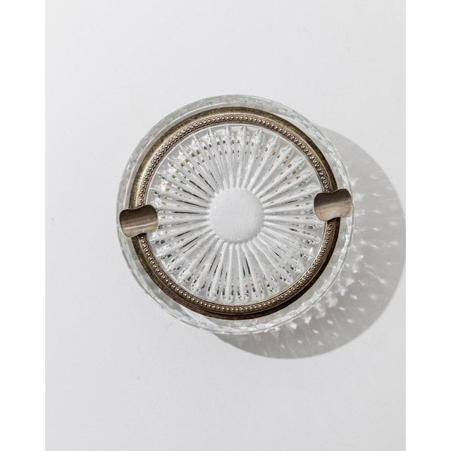 Glass Art Deco Textured Crystal Ashtray with Silver-Plated Rim, 1920s For Sale - Image 7 of 11
