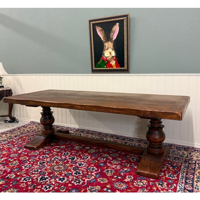 Antique French Dining Farmhouse Monk Refectory Monastery Table Baluster Pedestal For Sale - Image 16 of 18