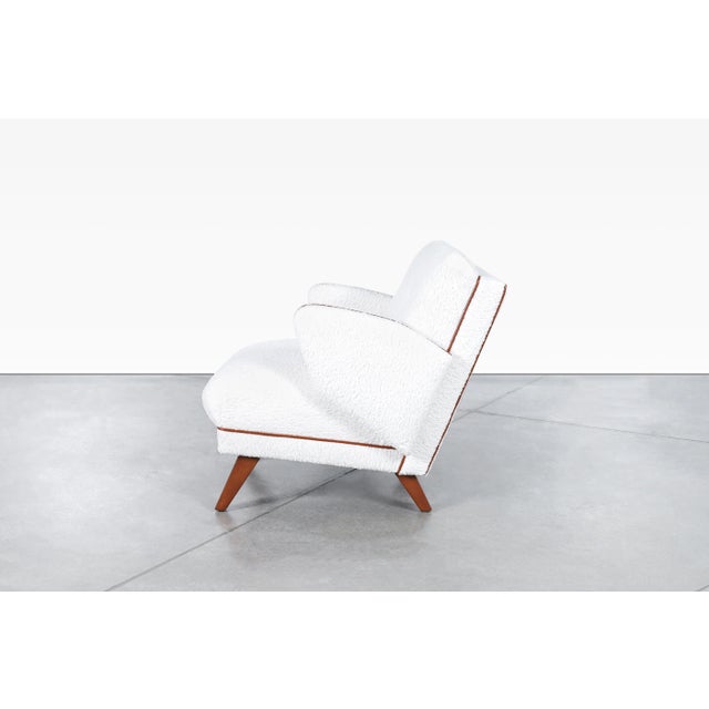 1950s Mid-Century Modern Lounge Chairs in Boucle & Leather For Sale - Image 9 of 12