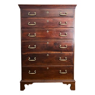 Antique Early 1800s New England Neoclassical Cherry Chest of Drawers, Former Top of a Chest on Chest. For Sale