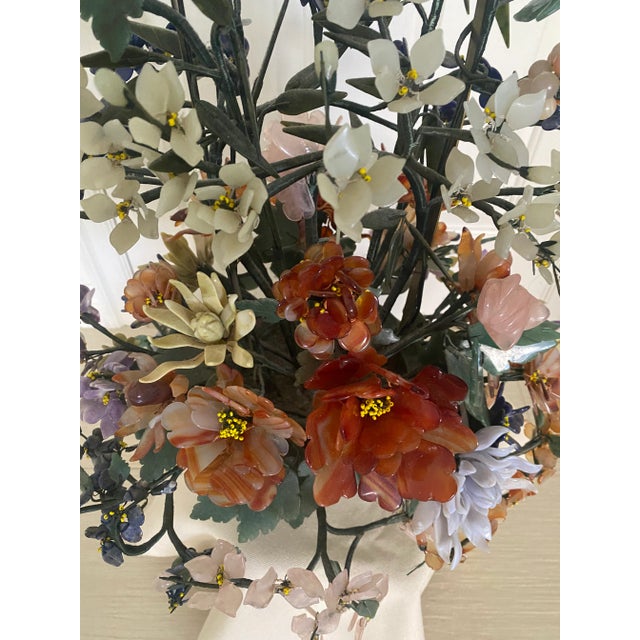 Extremely rare Chinese jade tree because of its large size and highly decorative cloisonné bowl.. It is made from real...