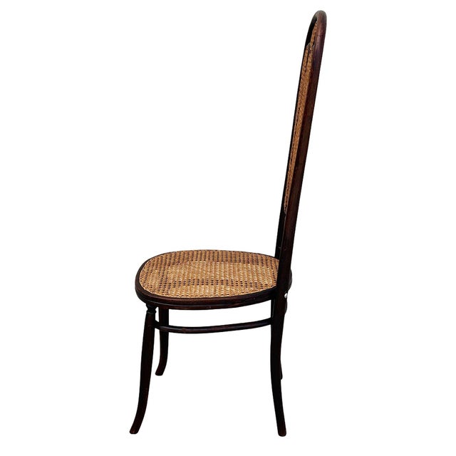 Mid 19th Century Vienna Secession Bent Oak & Cane High Back Side Chair No. 16 Attributed to Thonet For Sale - Image 4 of 8