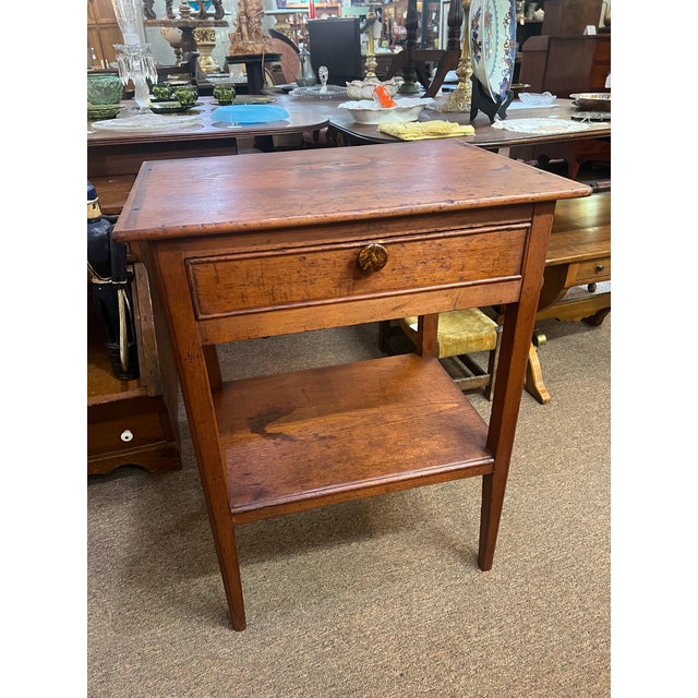 Shaker Early 1800’s Cherry Side Table With Shelf For Sale - Image 9 of 9