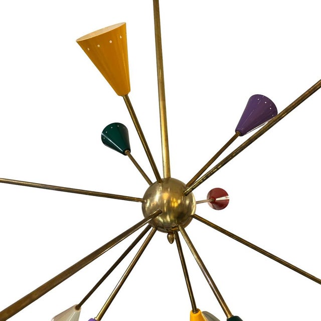Sputnik Lamp in Brass with Colored Bulbs, 1970s For Sale - Image 4 of 10