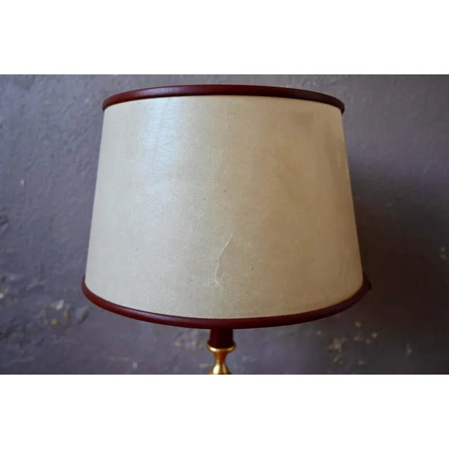 Beige Table Lamp in Leather and Brass, 1960s For Sale - Image 8 of 13