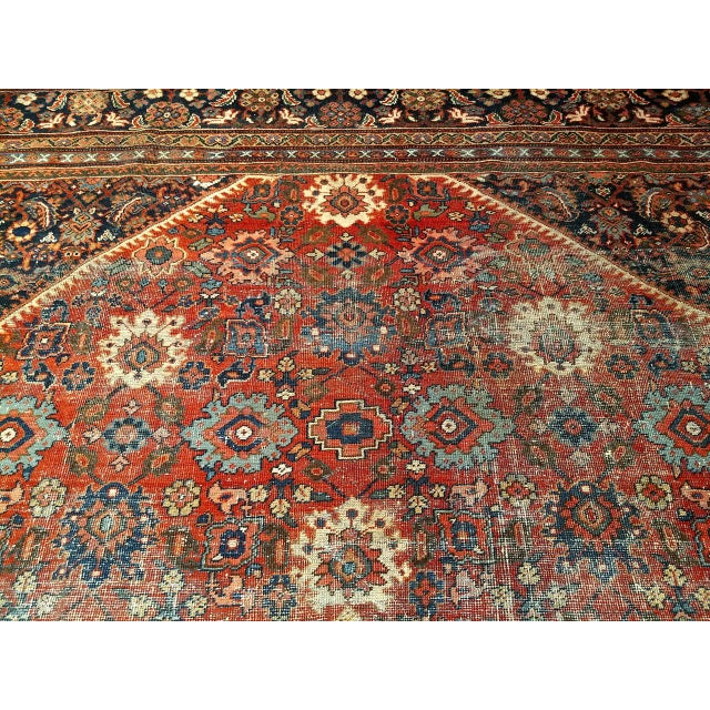 Antique Persian Mahal Sultanabad Rug, Hand-Knotted Wool, Geometric Pattern, Brick-Red & Navy, 10x15 For Sale - Image 18 of 18