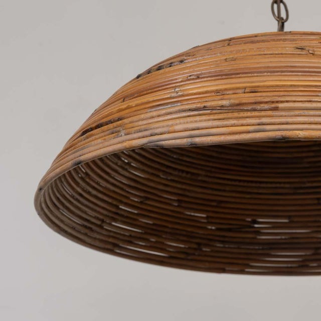 1960s 1960s Large Italian Rattan Dome Pendant Light For Sale - Image 5 of 13