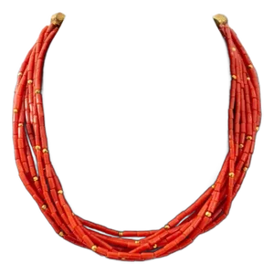 Coral Multi-Strand Necklace With 18k Yellow Gold Clasp
