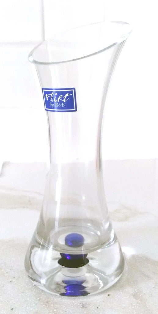 Vintage Flirt by R&B Glass and Cobalt Blue Accent Bud Vase