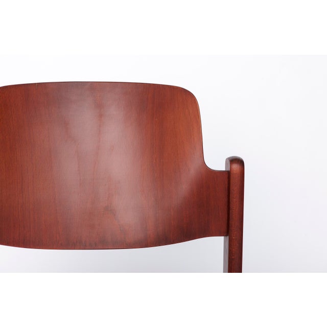 1970s Vintage German Stacking Chair in Dark Beech from Lübke, 1970s For Sale - Image 5 of 10