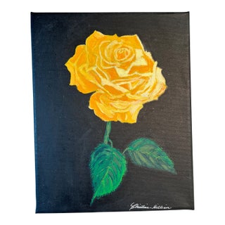 Painting "Yeehaw Texas" Yellow Rose Original Acrylic Painting on 8x10 Stretched Canvas Signed C.Gilliam For Sale