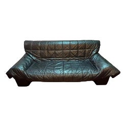 Vintage Coralba Sofa Bed in Black Leather and Light Fabric, 1970s For Sale