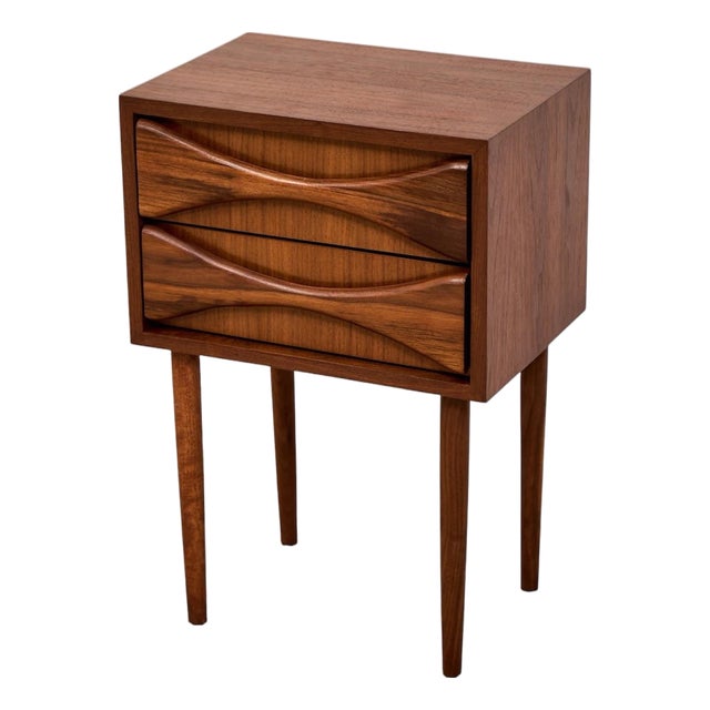 Sculpted Nightstand in American Walnut For Sale