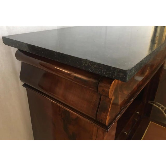 Wood Early 19th Century French Empire Flame Mahogany Drop Front Secretary Desk For Sale - Image 7 of 12