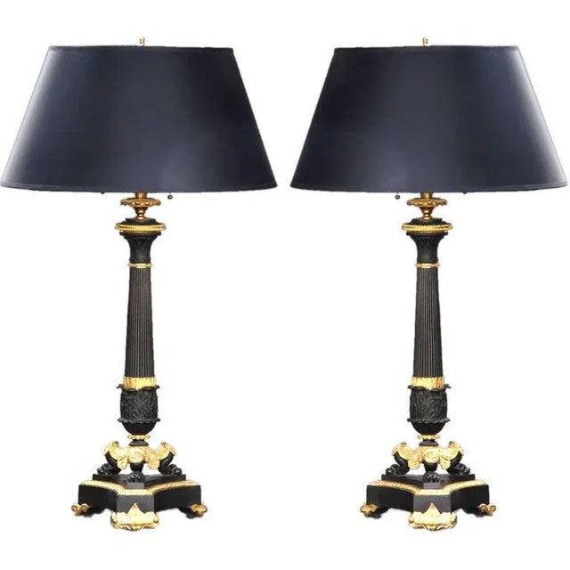 Early 19th Century French Bronze and Ormolu Lamps - a Pair For Sale - Image 5 of 5